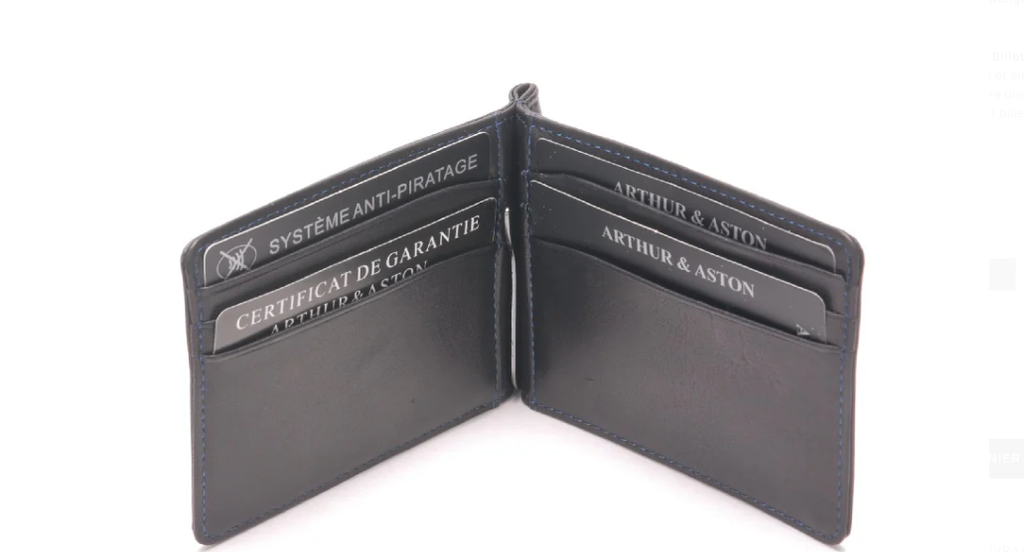 ARTHUR & ASTON - 1589-182-NOBL PORTE-CARTES PINCE A BILLETS D/NOIR-BLEU