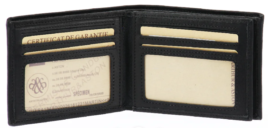 ARTHUR & ASTON - 94-124-NOIR PORTE-CARTES ITALIEN A/NOIR