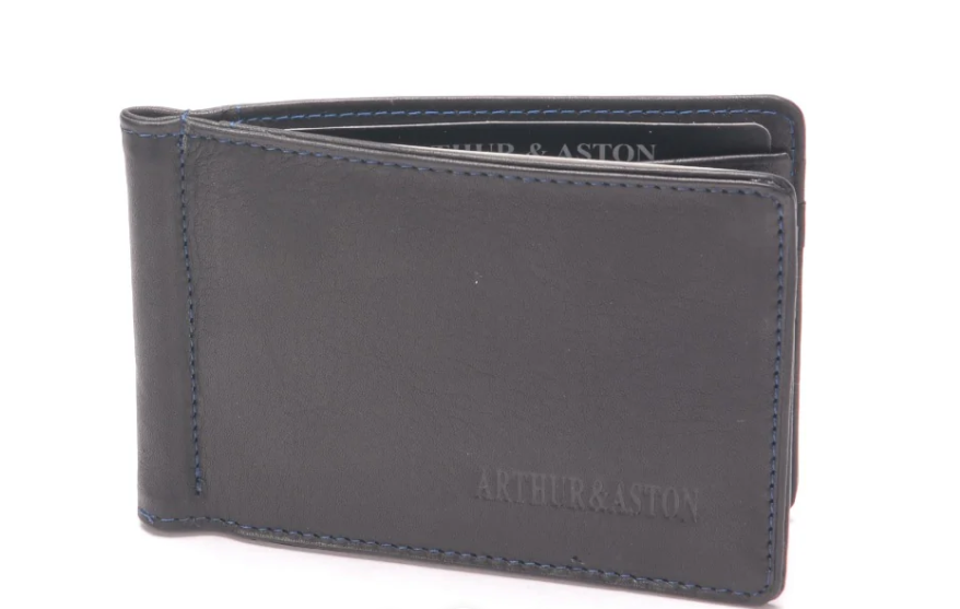 ARTHUR & ASTON - 1589-182-NOBL PORTE-CARTES PINCE A BILLETS D/NOIR-BLEU