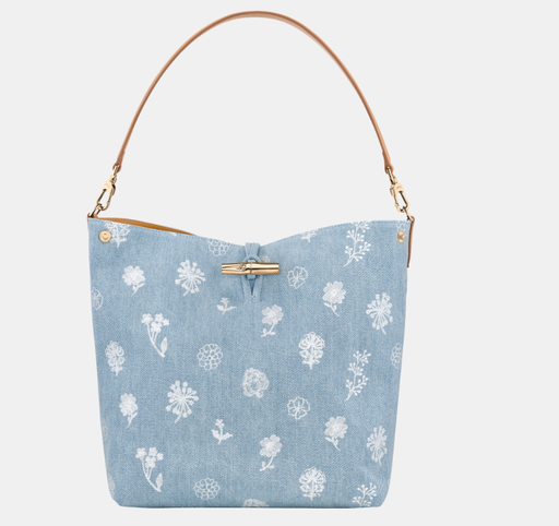 [10281HGL 028 Ciel] LONGCHAMP - Le Roseau Denim - Sac porté épaule Ciel